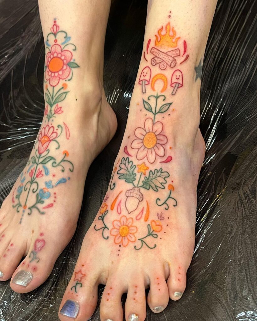 Folk Art Feet Tattoo