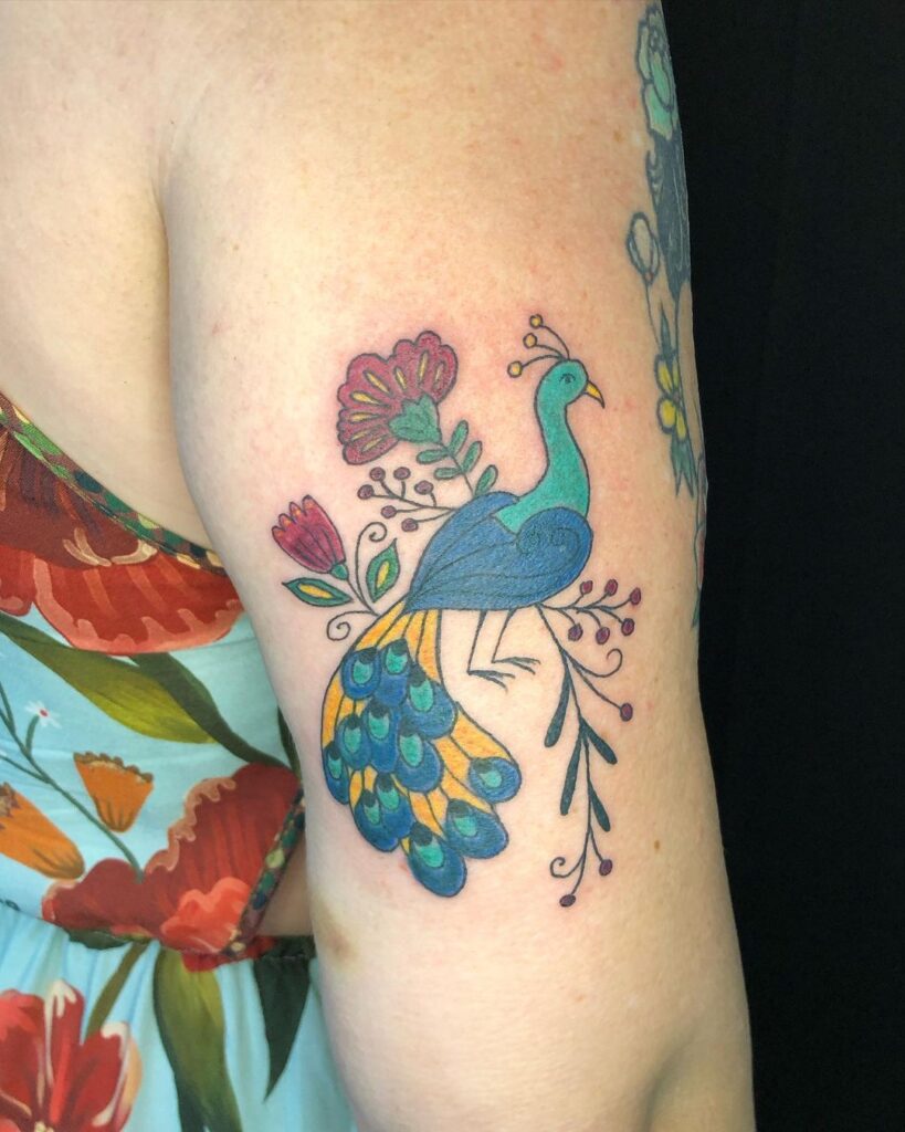 Folk Art Peacock Tattoo