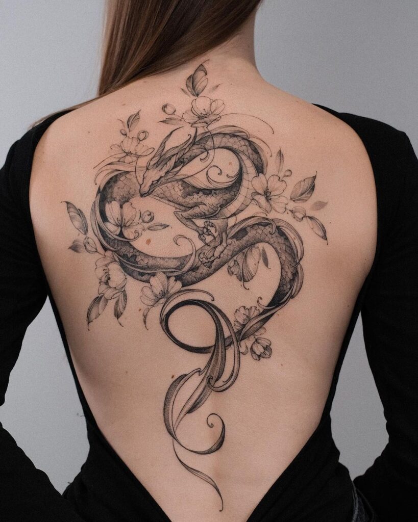 Full-Back Asian Dragon Tattoo