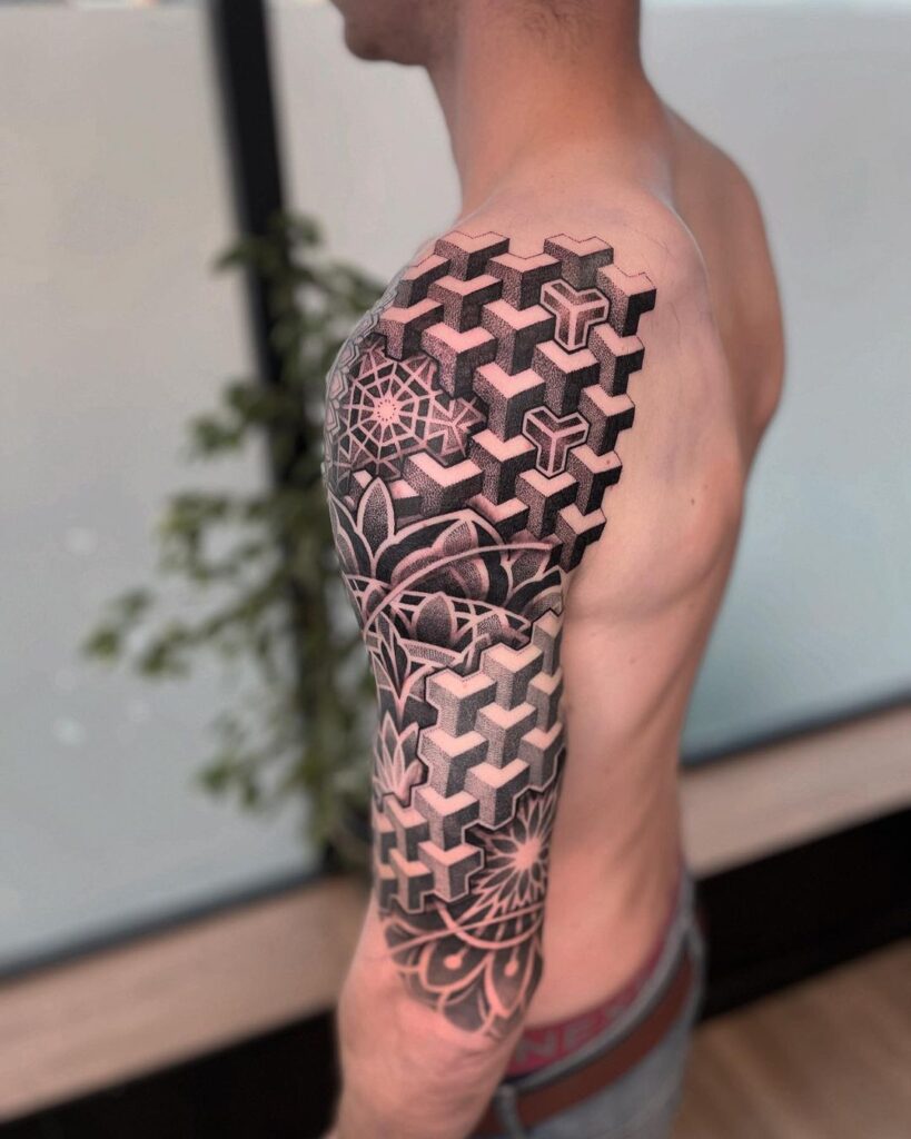 Tatuaje de puntos geométricos