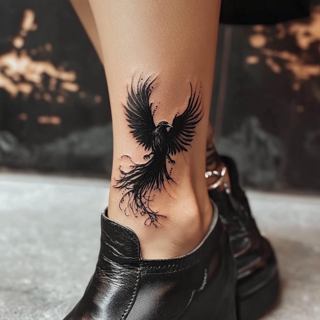 Tatuagem de corvo gótico