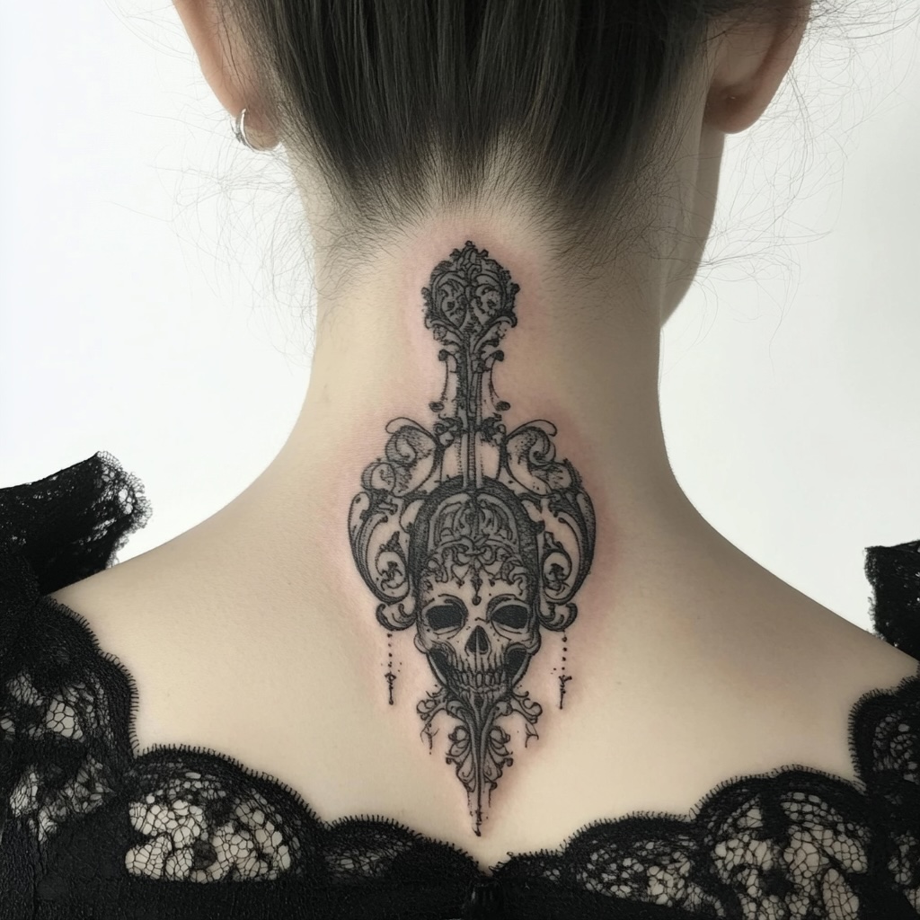 Tatuaje de calavera gótica