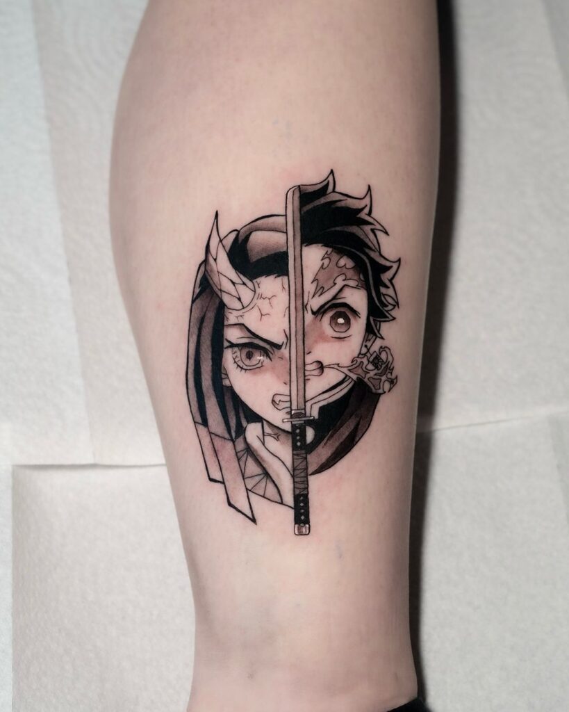 Tatuagem de anime dos irmãos Kamado