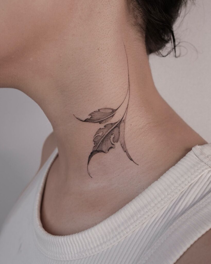 Leafy Neck Tattoo