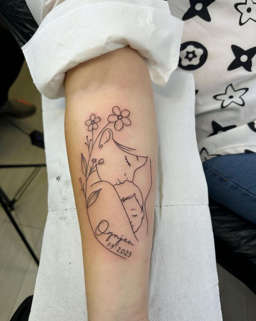 Linework Mom Tattoo