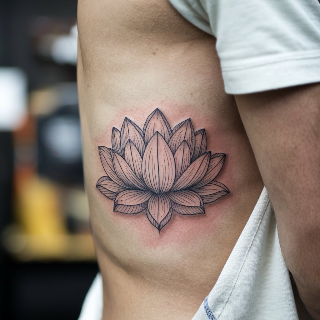 Tatuaje de costilla de loto