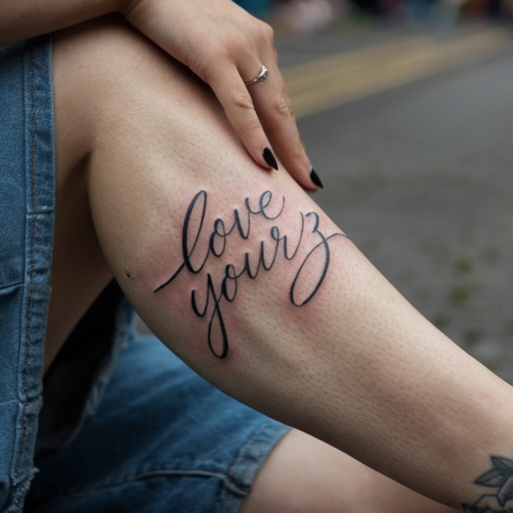 Love Yourz Leg Tattoo