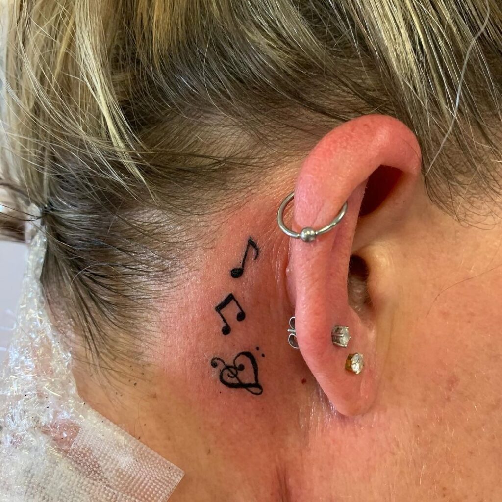 Music Notes Tat Behind The Ear