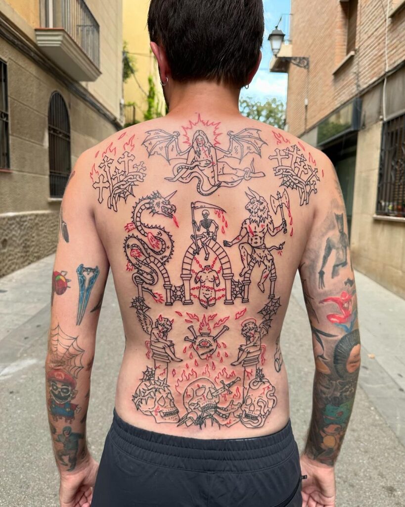 Mythological Back Tattoo