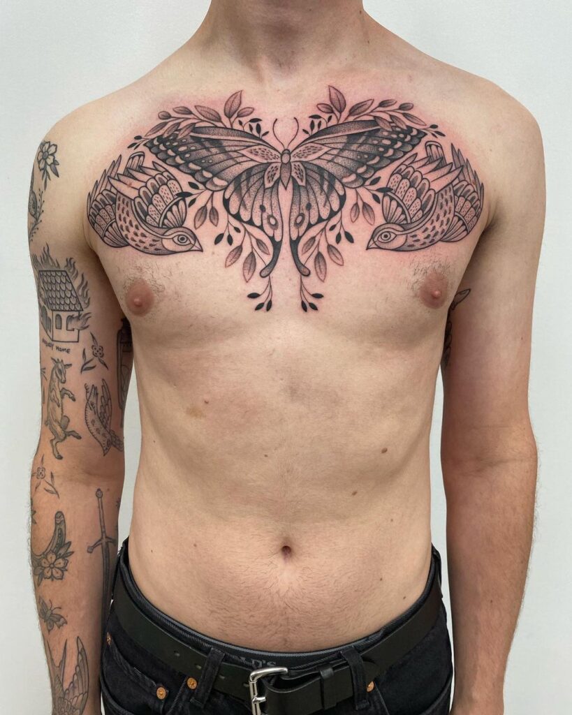 Nature-Inspired Chest Tattoo