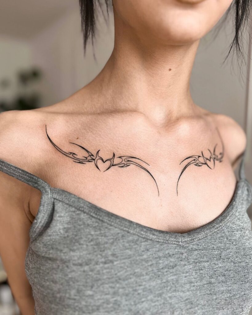 Neo-Tribal Collarbone Tattoo