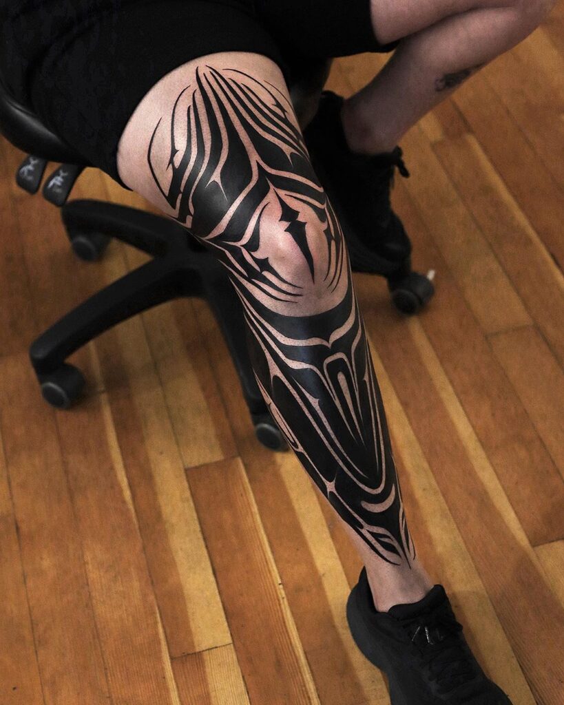 Neo Tribal Leg Tattoo