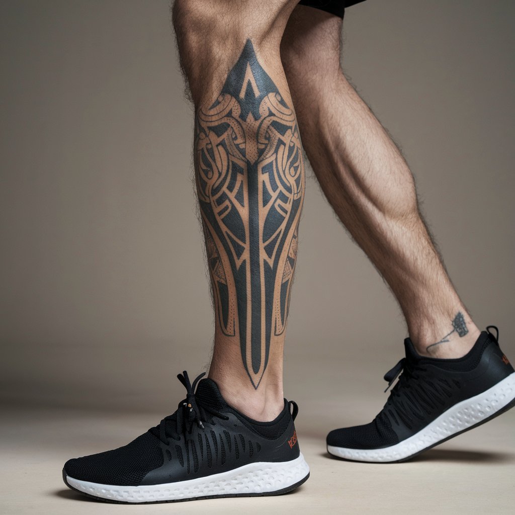 Neo Tribal Leg Tattoo