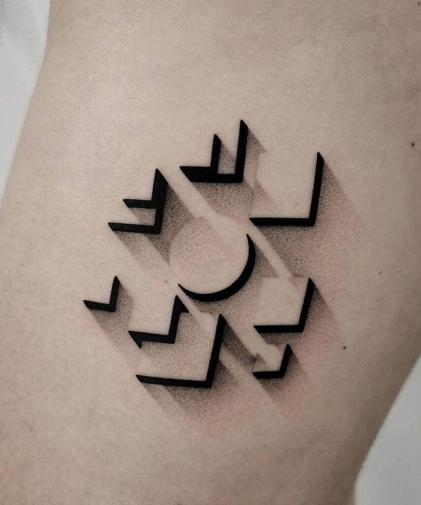 Tatuagem de ilusão geométrica ótica