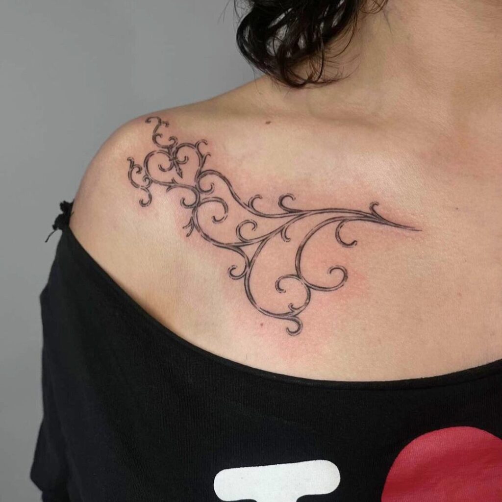 Ornamental Collarbone Tattoo