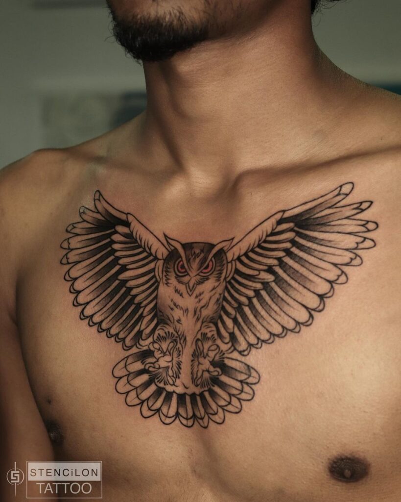 Owl Chest Tattoo