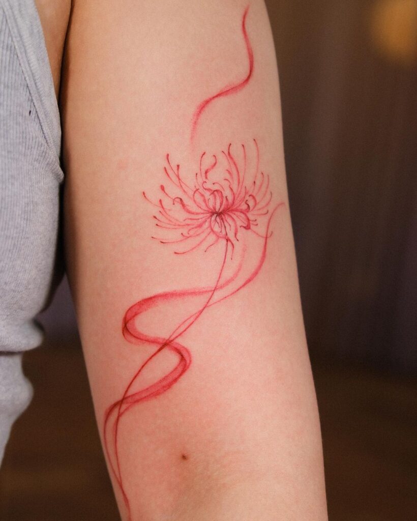 Tatuaggio del giglio ragno rosso