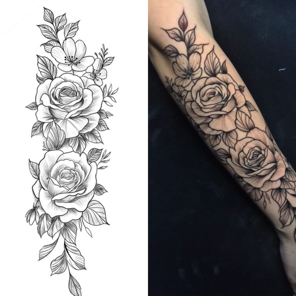  Tatuaje de media manga con rosas