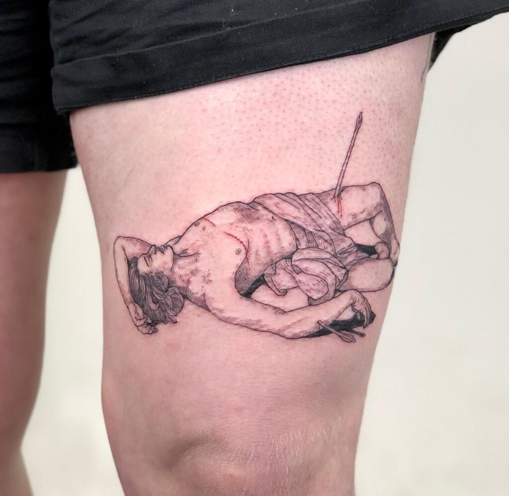 Saint Sebastian Tended by Saint Irene Tattoo