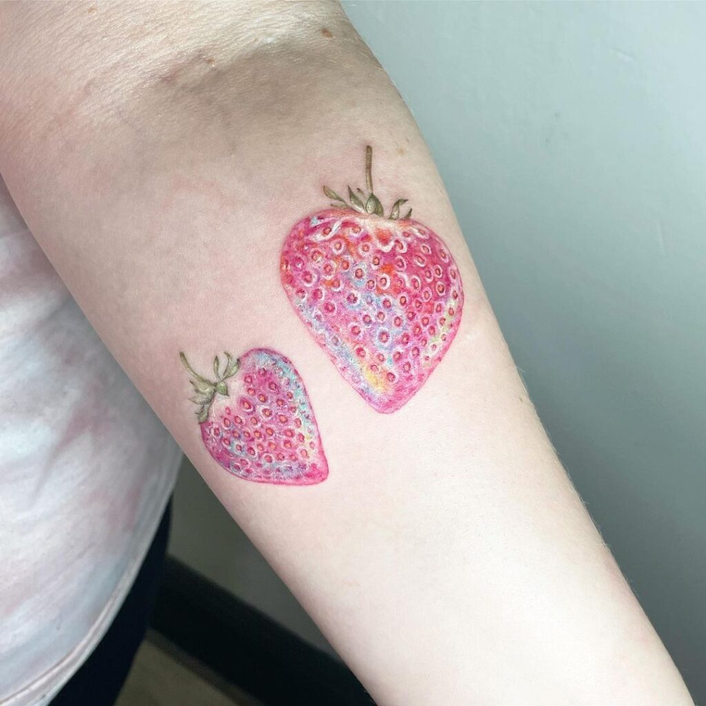 Sapphic Strawberries Tattoo