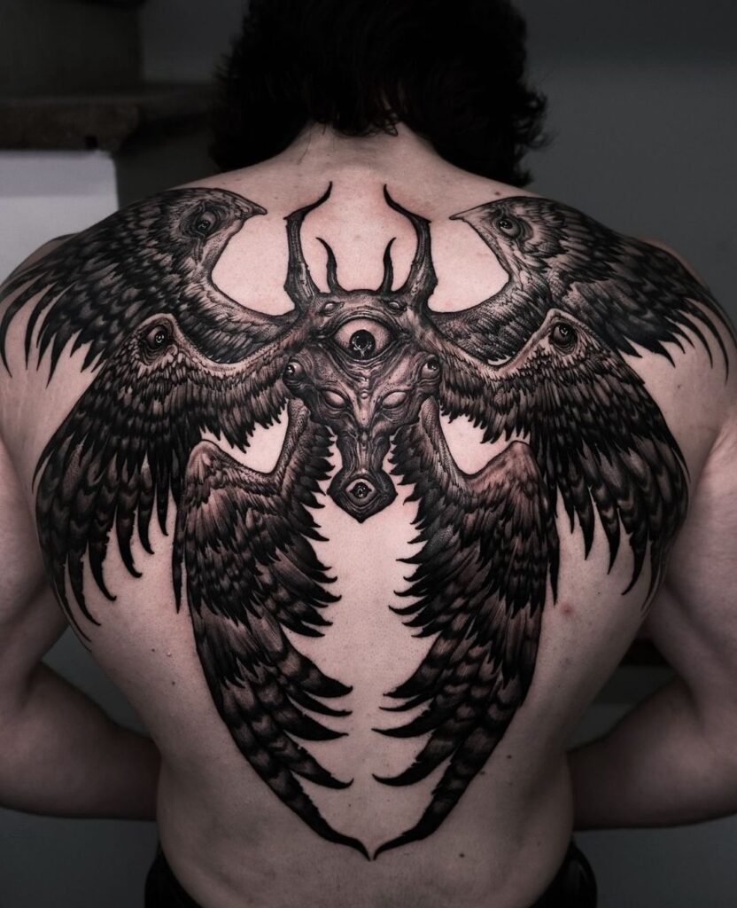 Tatuaje de espalda Seraphim