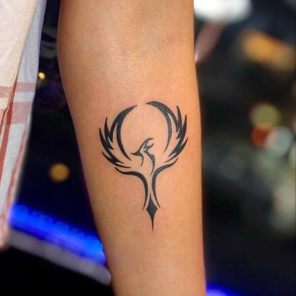 Simple Bold Black Phoenix Tattoo