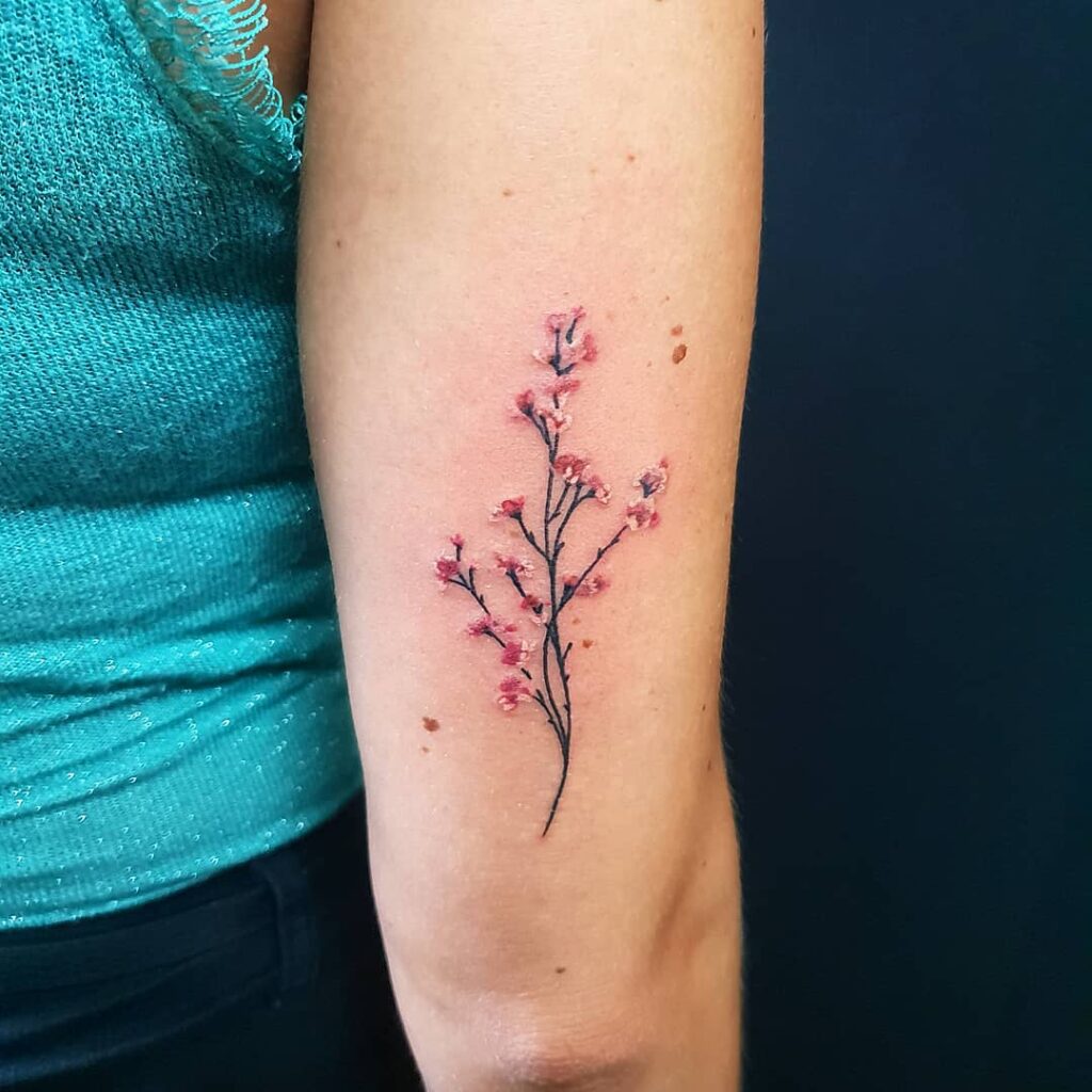 Tatuagem de um pequeno ramo de Sakura