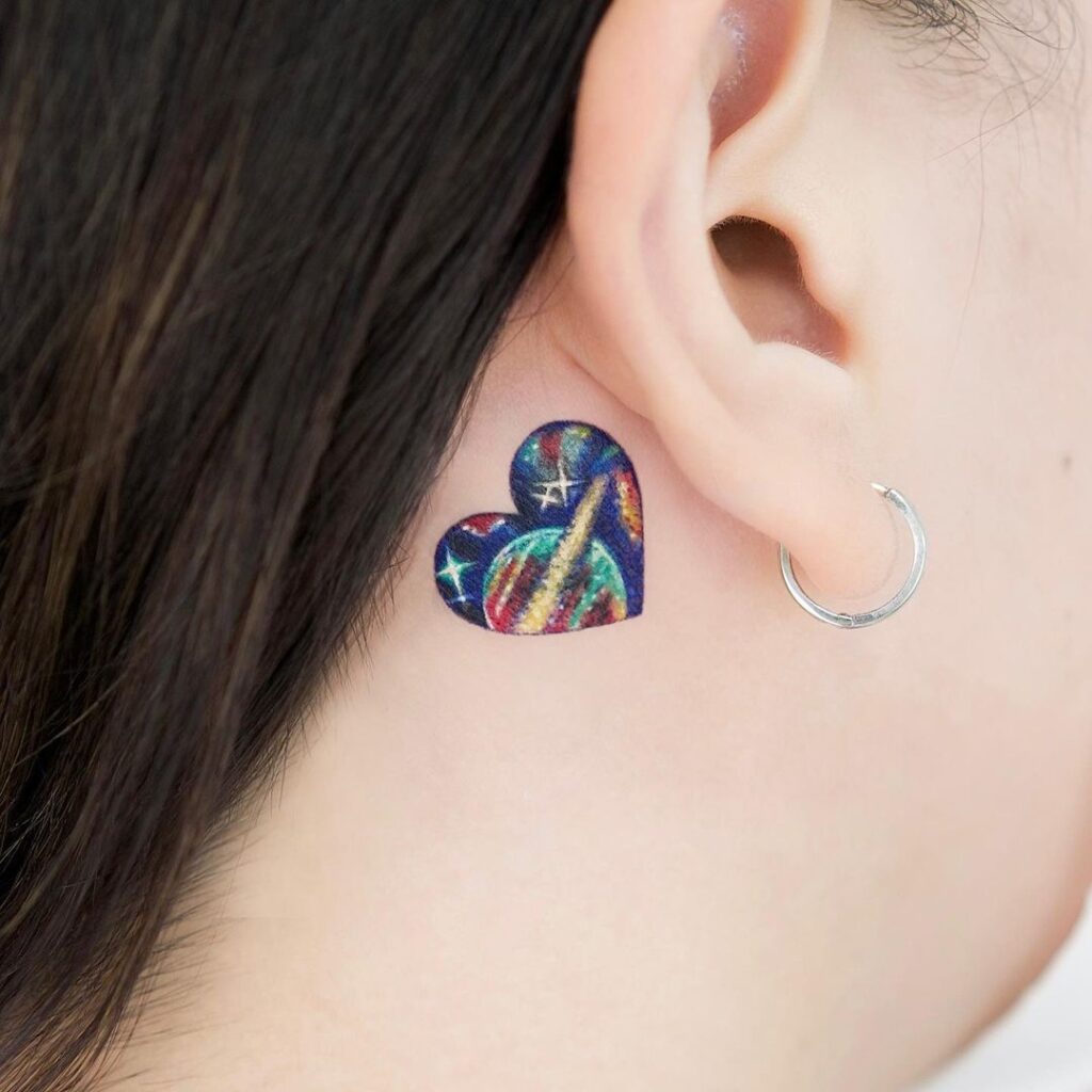 Space Inside The Heart Behind The Ear Tat