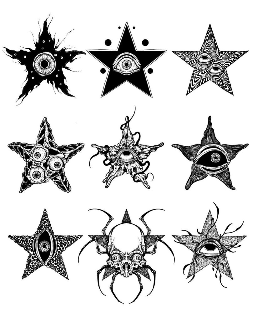 Desenho de tatuagem de estrela assustadora