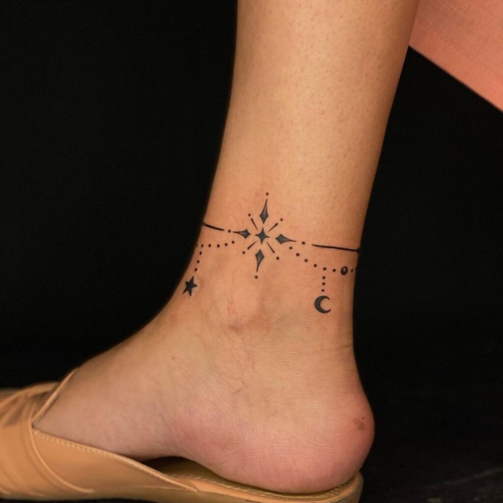 Star Charm Anklet Tattoo