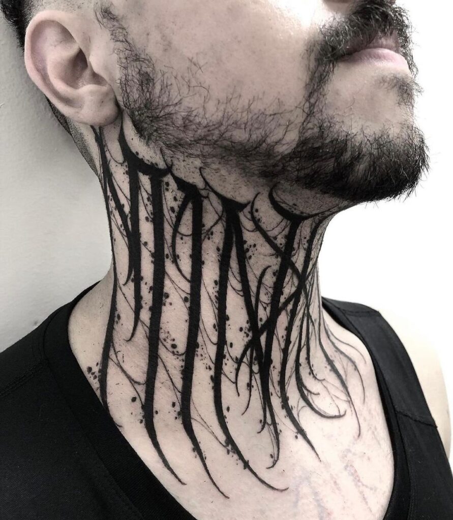 Street Art Lettering Neck And Throat Tattoo