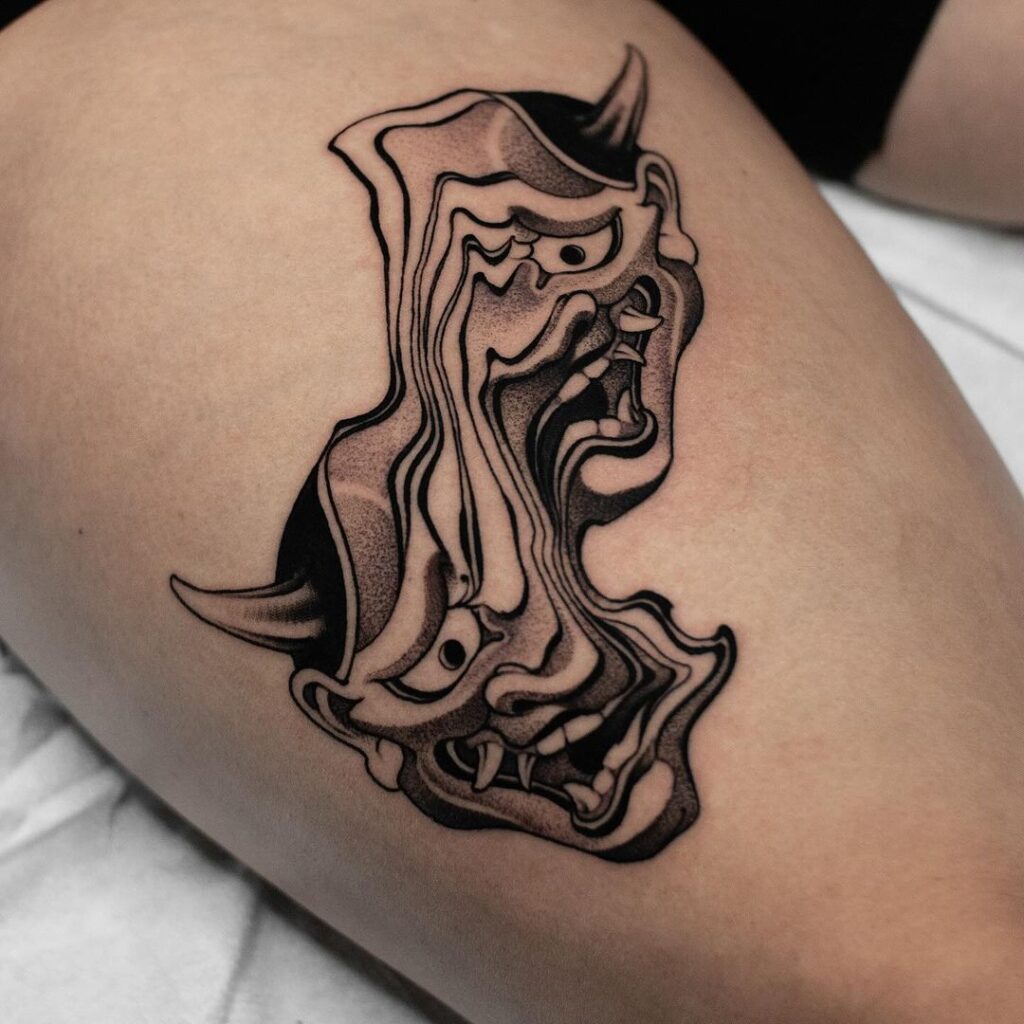 Tatuagem de máscara Suminagashi Hannya