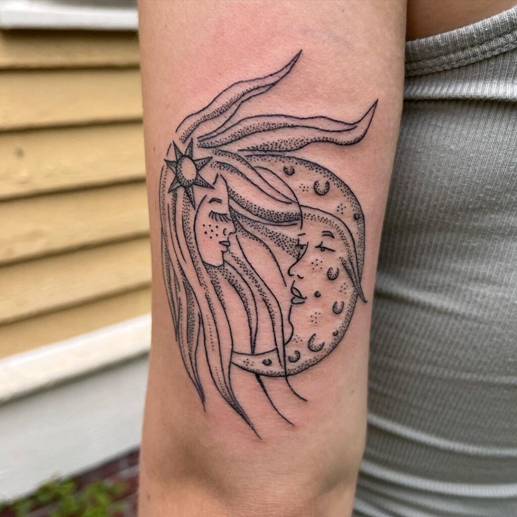 Tatuaje sáfico Sol y Luna