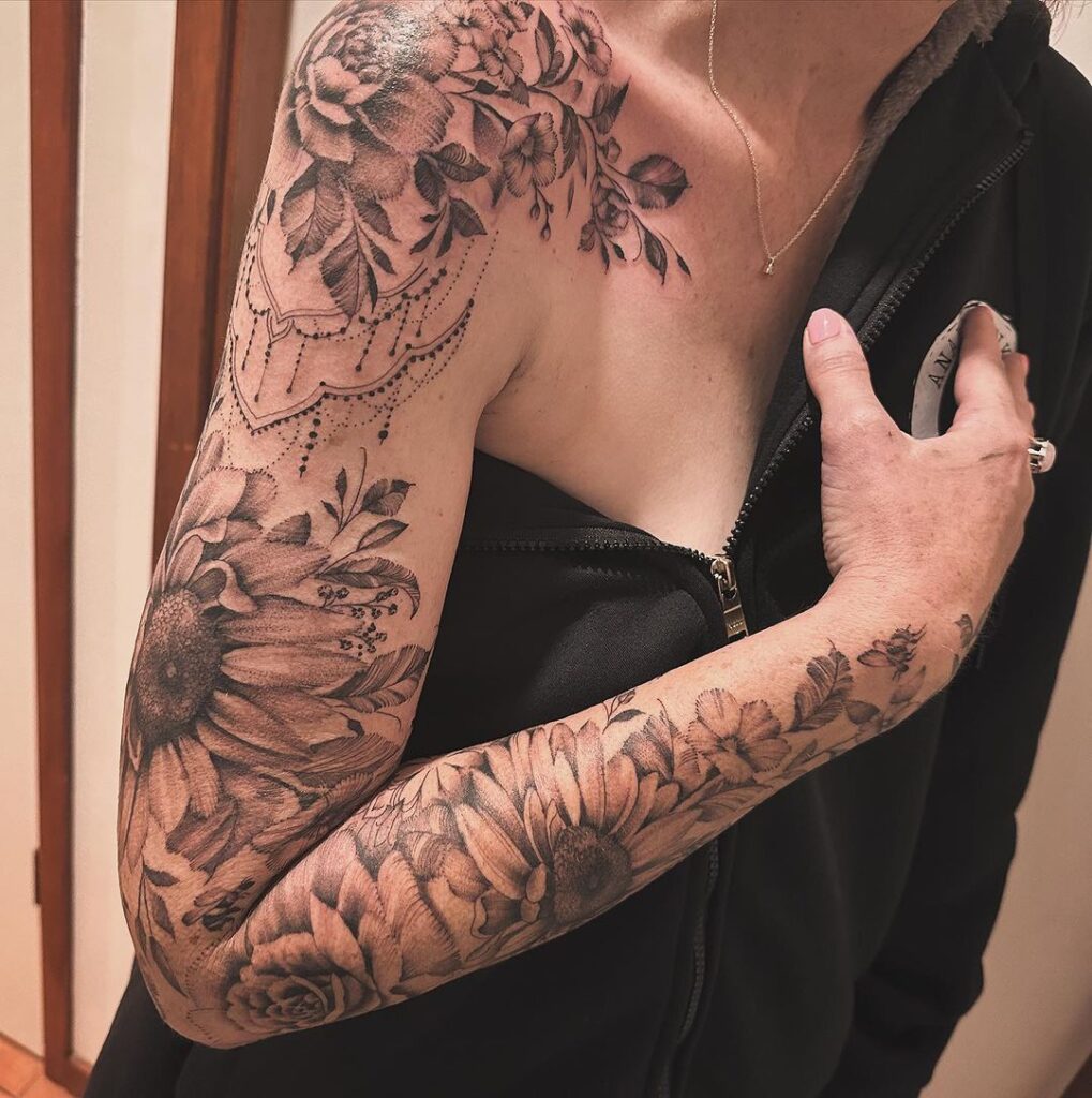 Sunflower Full-Sleeve Tattoo