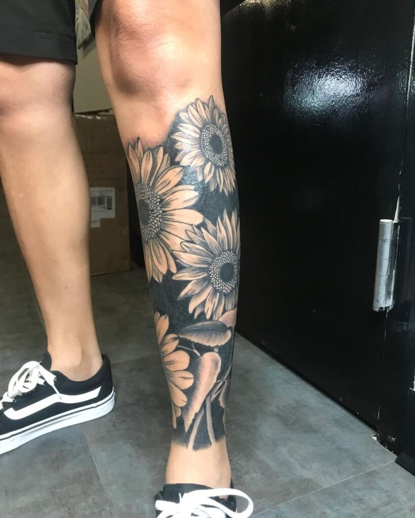 Sunflowers Leg Sleeve Tattoo