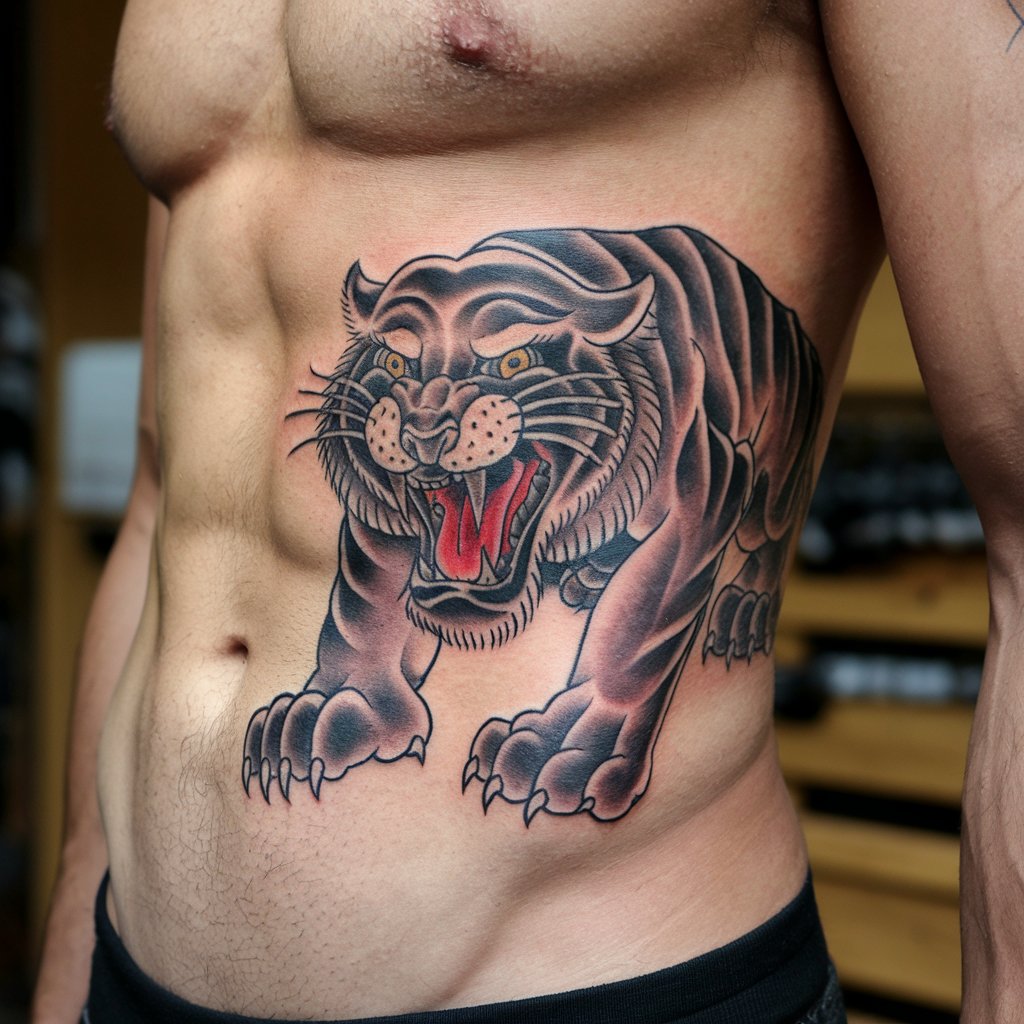 Tatuaje de costilla de tigre