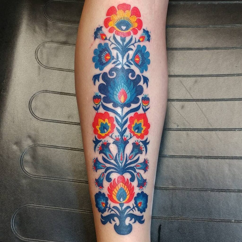 Traditional Polish Folk Art Tattoo