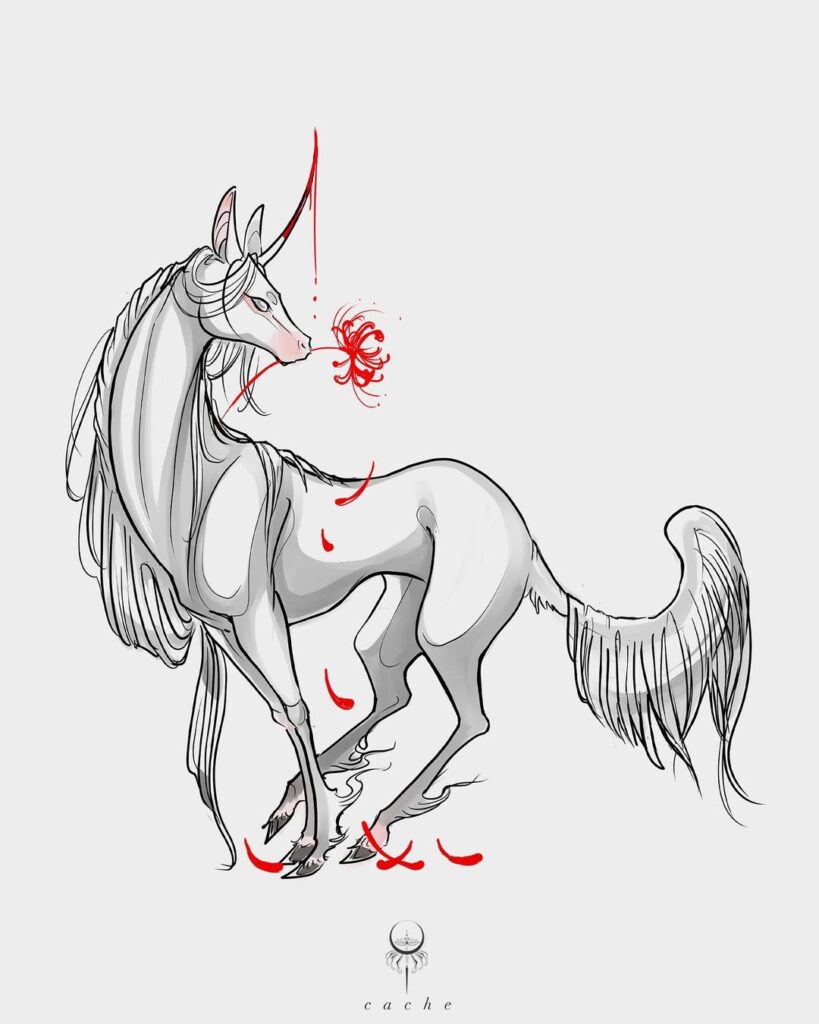 Diseño de tatuaje de unicornio