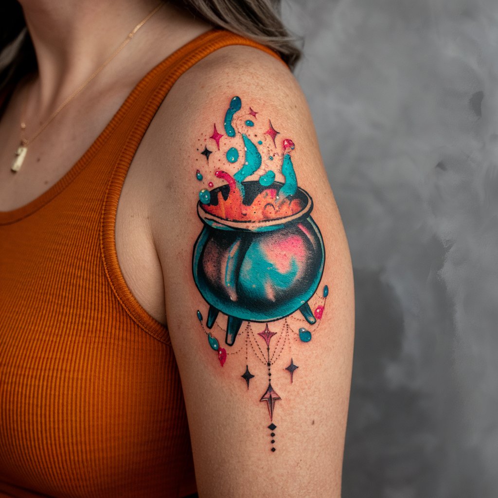 Water Color Cauldron Tattoo