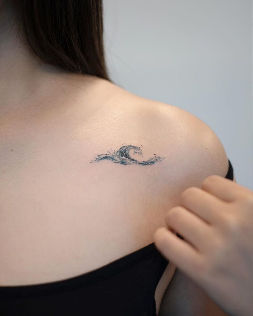 Wave Collarbone Tattoo