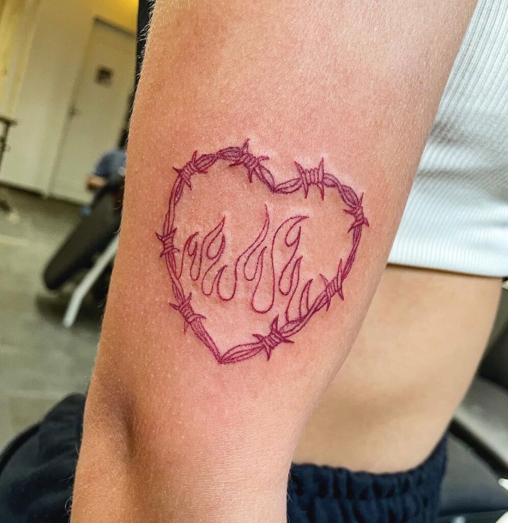 Wired Fire Heart Tattoo