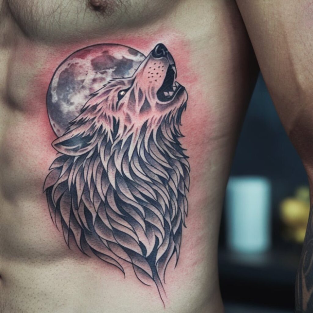 Tatuaje de costilla de lobo