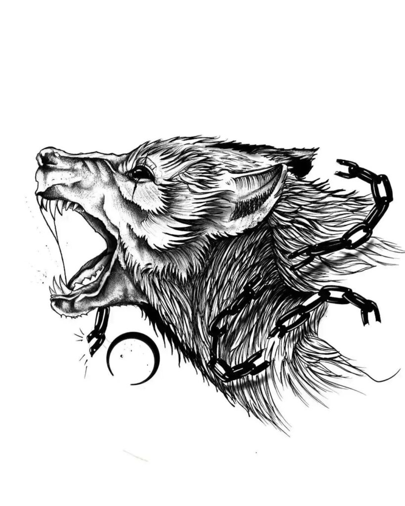 Diseño de tatuaje de lobo