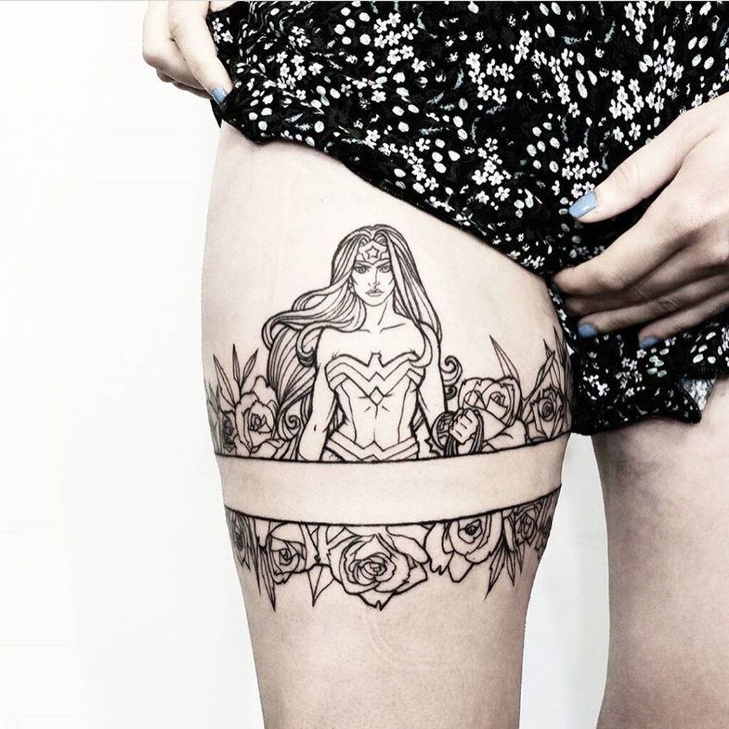 Wonder Woman Thigh Tattoo