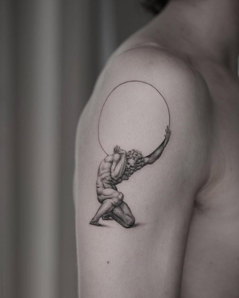 Tatuagem de Atlas a segurar o mundo