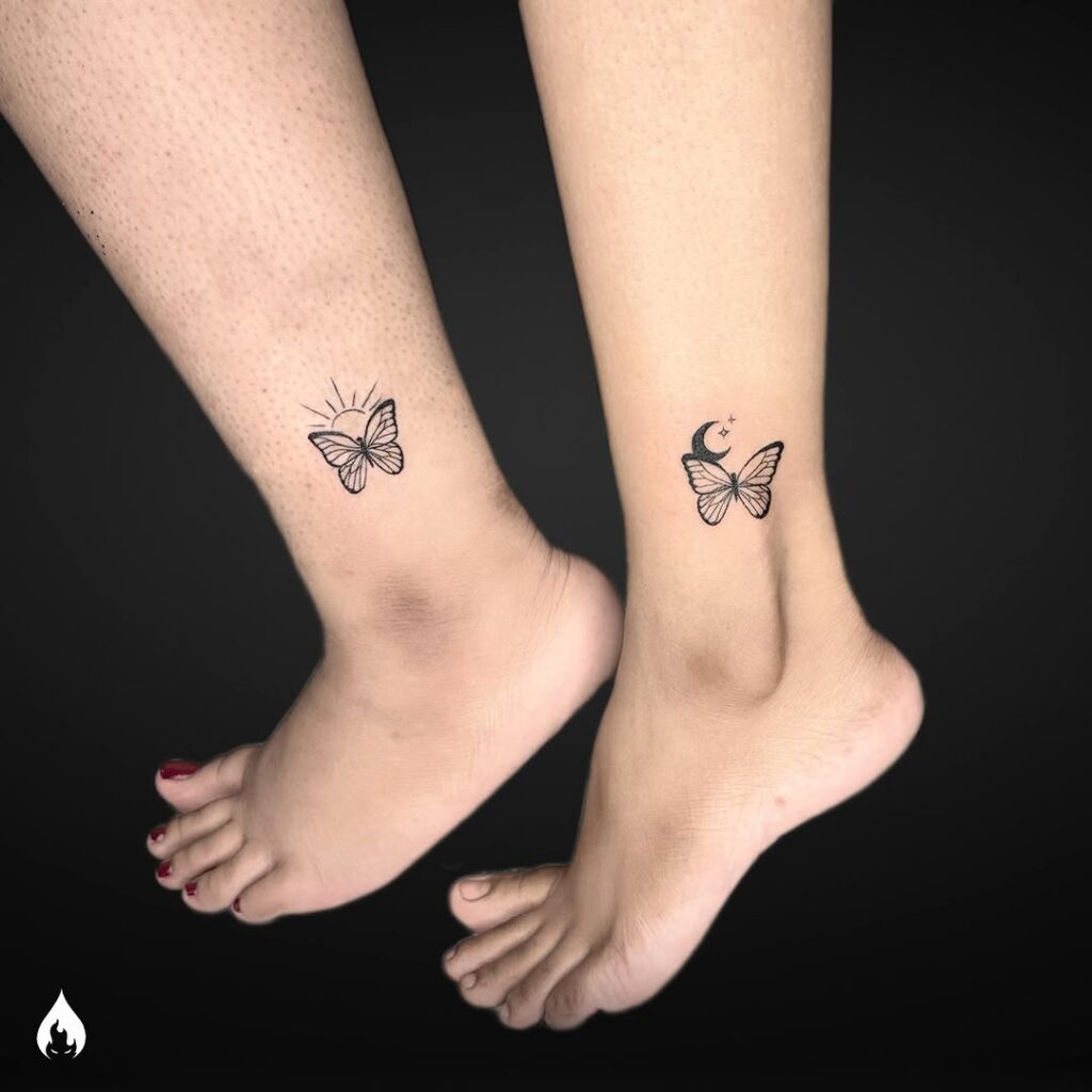 Tatuagem de casal com borboleta