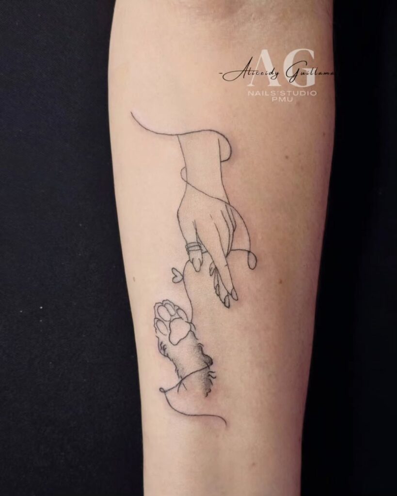 Cat Love Fine Line Tattoo