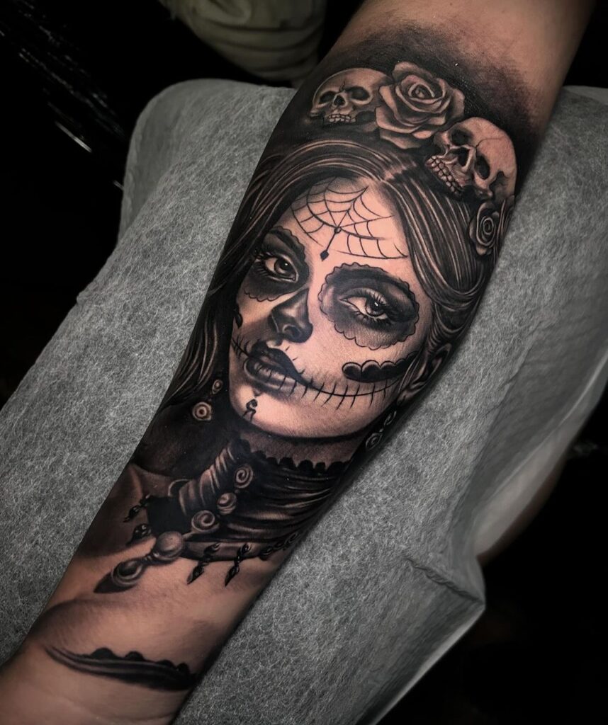 Catrina Tattoo With Skulls