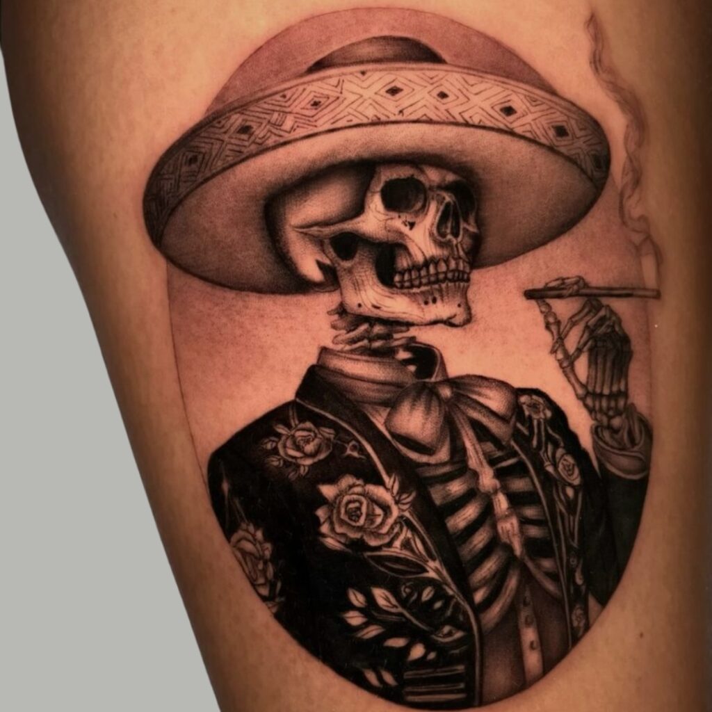 Tatuagem de esqueleto de charro