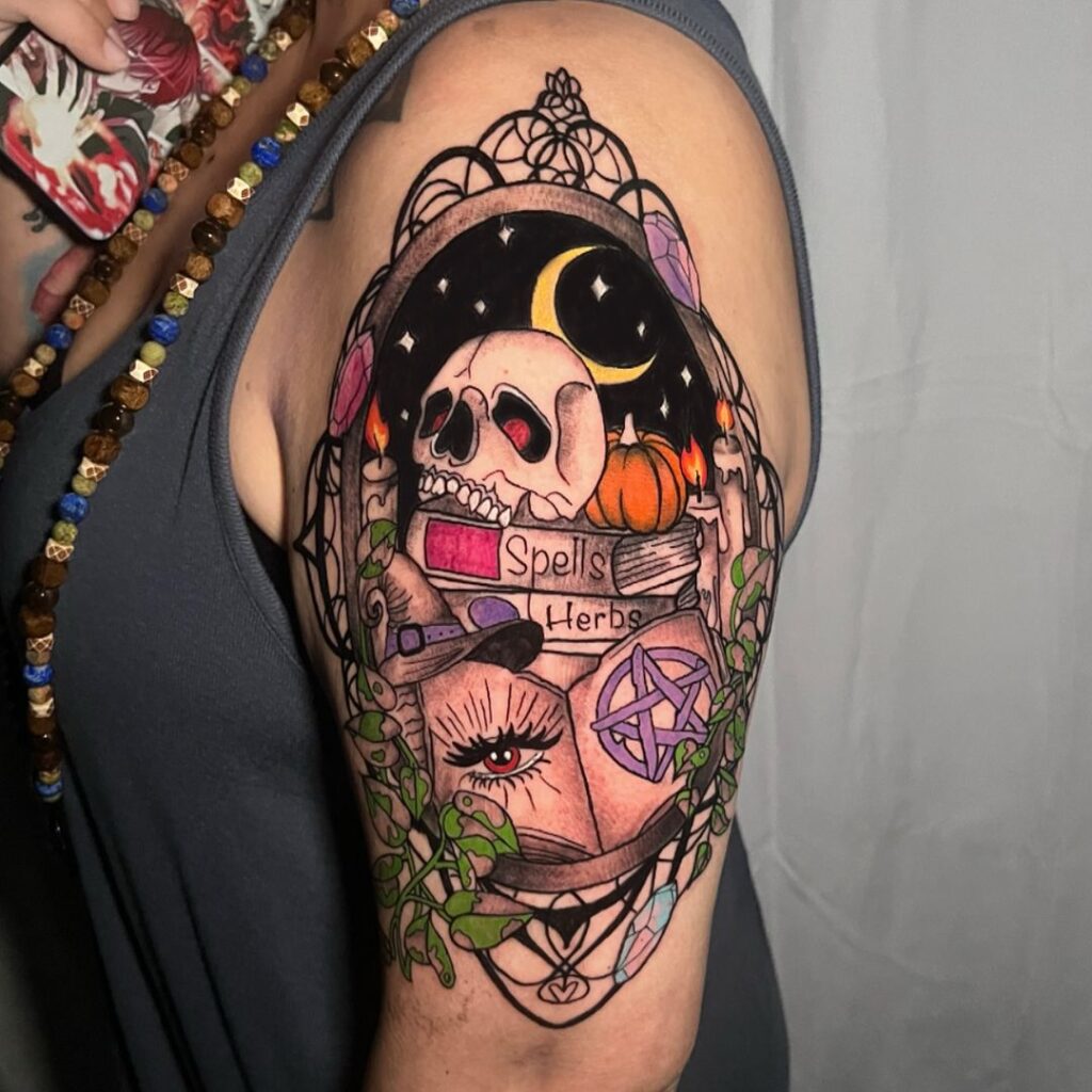 Colorful Witchy Tattoo